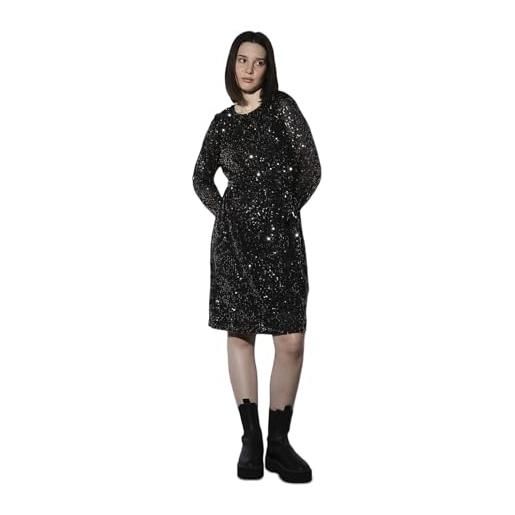 ONLY onlana l/s belt dress jrs vestito, nero/dettaglio: nero + oro sequins, s donna