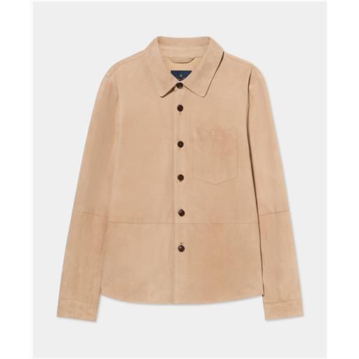 Brooks Brothers giacca camicia in pelle scamosciata naturale