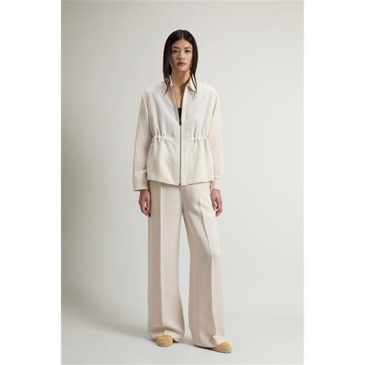 Woolrich donna giacca a camicia in misto lino bianco taglia xxs