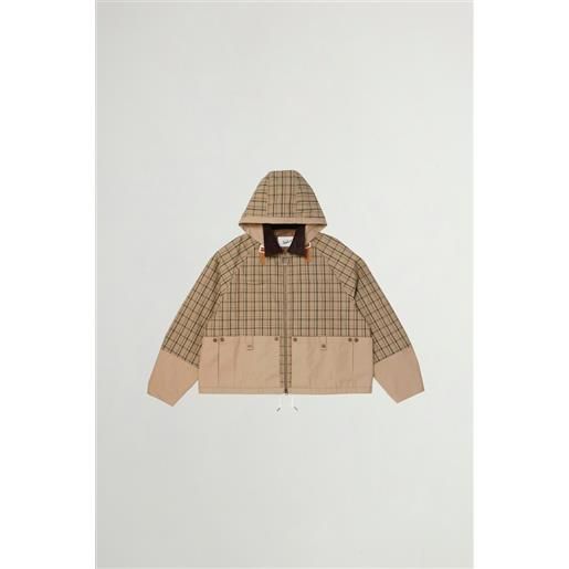 Woolrich unisex giacca madras heritage in misto cotone e nylon marrone taglia xs