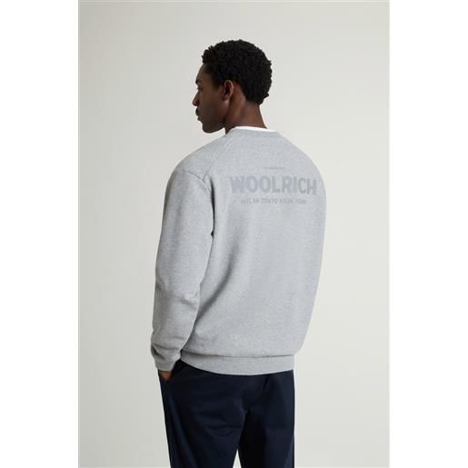 Woolrich uomo felpa girocollo in puro cotone con macro logo sul retro grigio taglia s