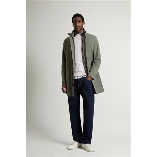 Woolrich uomo soprabito 2 in 1 in tessuto a due strati verde taglia xs