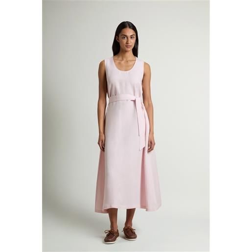 Woolrich donna vestito smanicato in misto lino con cintura rosa taglia xs