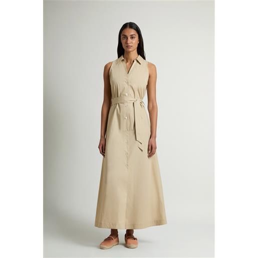 Woolrich donna vestito chemisier in popeline di puro cotone con cintura beige taglia xs