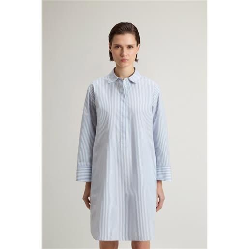 Woolrich donna vestito serafino in popeline di puro cotone a righe blu taglia xs