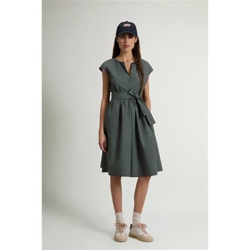 Woolrich donna vestito in popeline di puro cotone con cintura verde taglia m