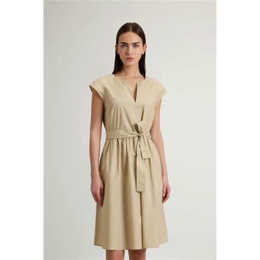 Woolrich donna vestito in popeline di puro cotone con cintura beige taglia xs