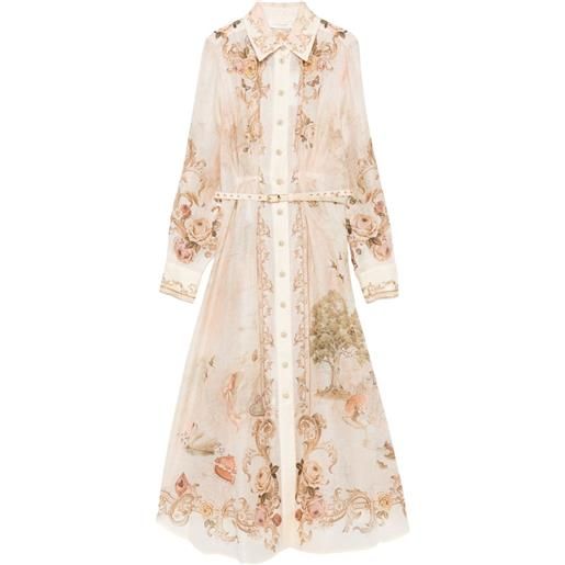 ZIMMERMANN abito midi a fiori con bottoni - toni neutri
