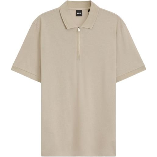 BOSS polo con mezza zip - toni neutri