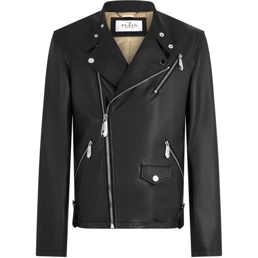 Philipp Plein giacca biker in pelle - nero