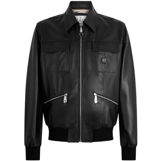 Philipp Plein giacca palms in pelle - nero