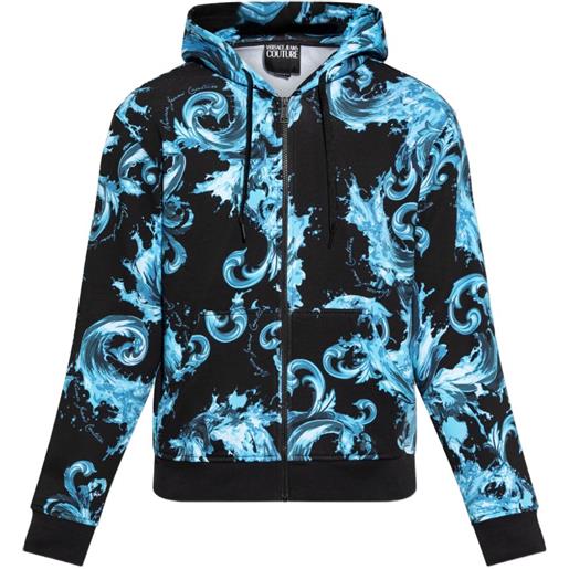 Versace Jeans Couture felpa con stampa barocco e cappuccio - nero