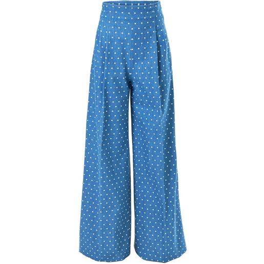 Carolina Herrera pantaloni denim marisol a pois a gamba ampia - blu