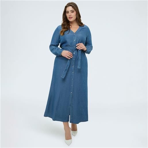 Fiorella Rubino abito lungo chemisier in denim