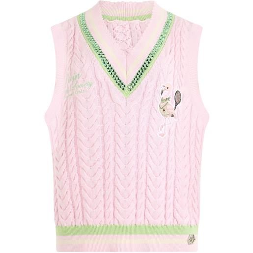 Philipp Plein gilet a trecce con scollo a v - rosa
