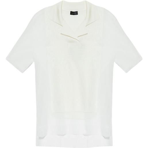 Lacoste camicia con collo a v - bianco