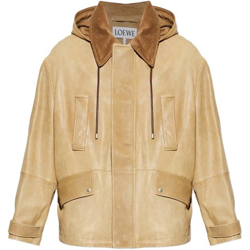 LOEWE giacca in pelle con colletto a coste - toni neutri