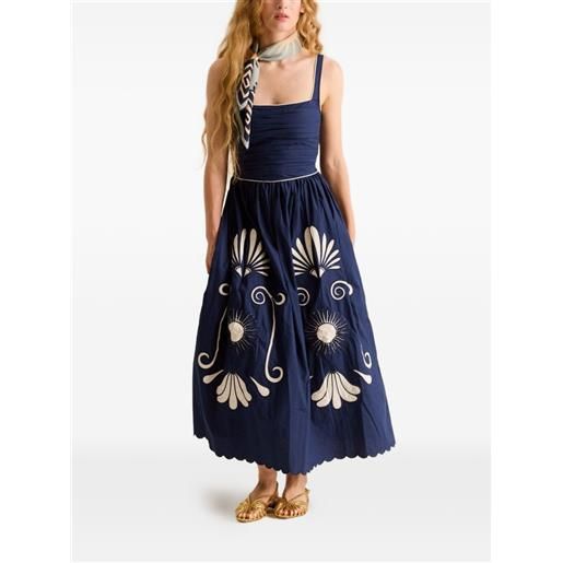 Carolina K abito midi almara con ricamo - blu