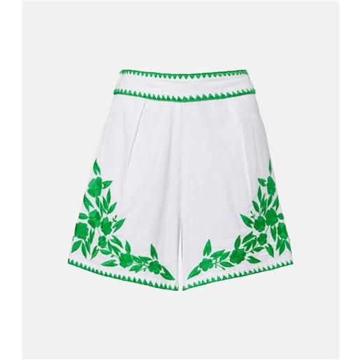 Juliet Dunn shorts in cotone e lino con ricamo