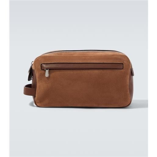 Brunello Cucinelli beauty case in suede con pelle