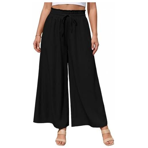 heekpek pantaloni donna estivi taglie forti leggeri freschi pantaloni con elastico in vita comodi gamba larga pantalone elegante, nero, 4xl