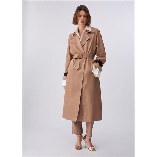 Liu jo trench lungo con cintura, marrone