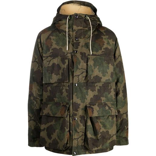 Woolrich parka mitchell con stampa camouflage - verde