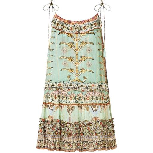 Camilla abito corto con balze - verde