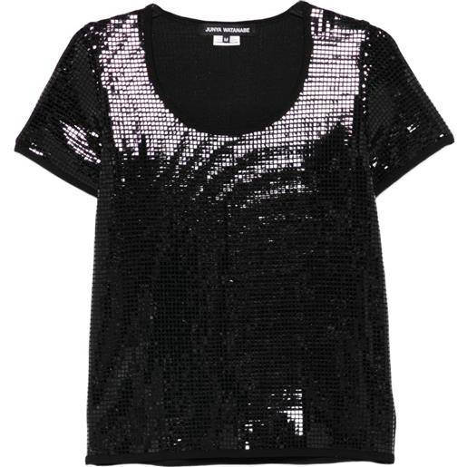 Junya Watanabe t-shirt con paillettes - nero