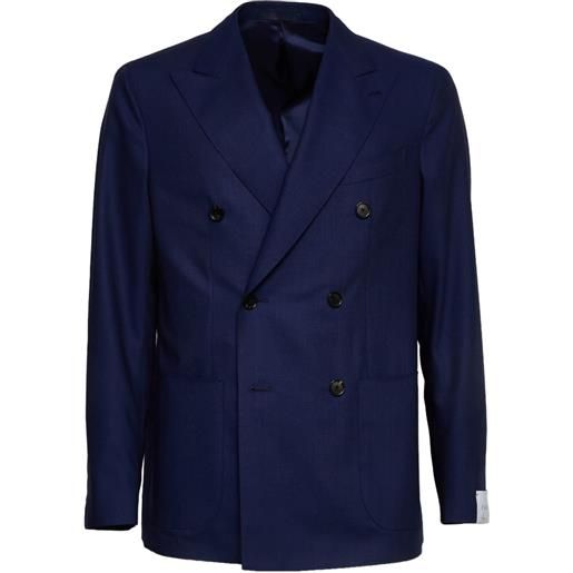 Caruso blazer doppiopetto con tasche applicate - blu