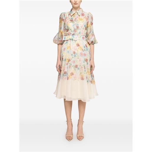 NISSA printed organza midi dress - toni neutri