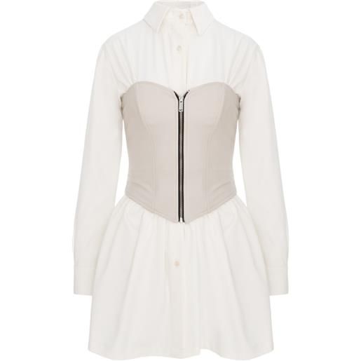 HAMZA maris zip-up leather corset dress - bianco