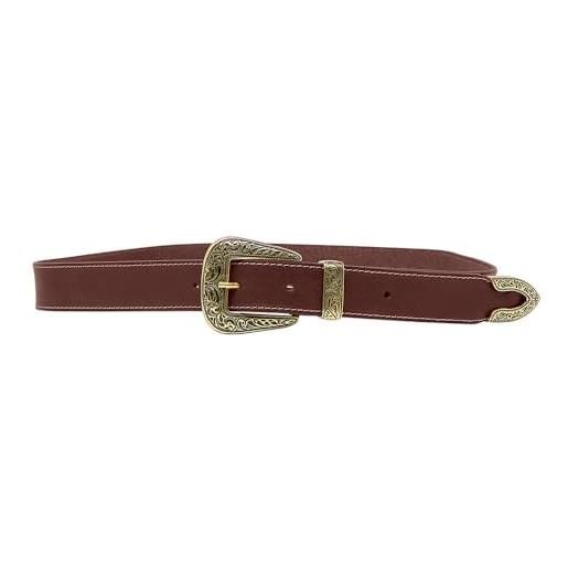 DESIGN - Cintura stile western in pelle sintetica bordeaux con borchie e cristalli neri