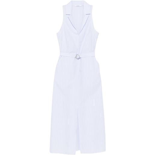 Patrizia Pepe abito midi a righe con cintura - bianco