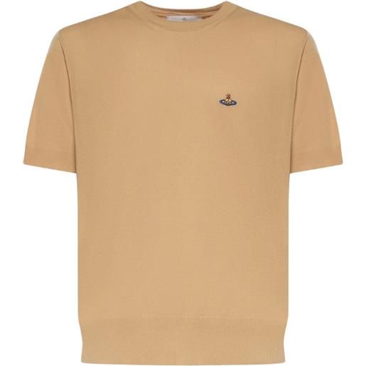 Vivienne Westwood polo in cotone con ricamo logo - toni neutri