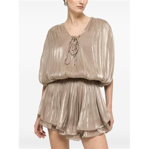 NISSA abito corto plissettato in chiffon - grigio