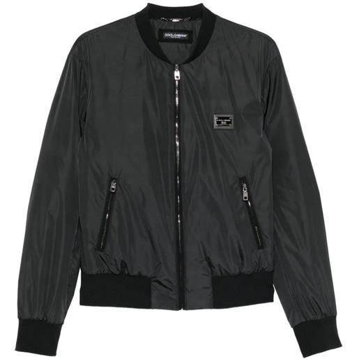 Dolce & Gabbana bomber con placca logo - nero