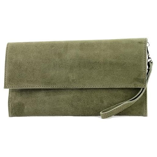 modamoda de - t151/m151 - pochette italiana in pelle scamosciata/pelle metallizzata, small