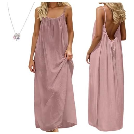 Generico women's solid color backless cami dress, solid color backless house dress (upgraded fabric l, xxl)