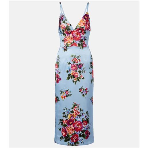 Dolce&Gabbana abito midi in raso con stampa floreale
