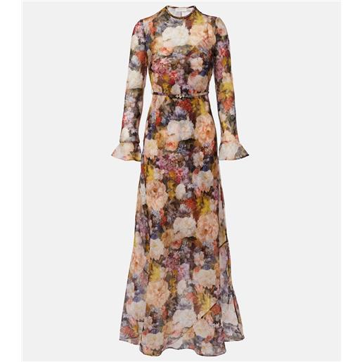 Zimmermann abito lungo alchemy con stampa floreale