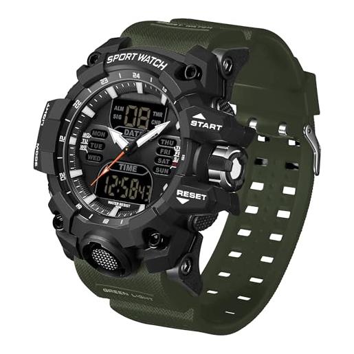 Orologio Sportivo Uomo KXAITO 6256: Militare Digitale LED, 5 ATM, Cronometro, Sveglia