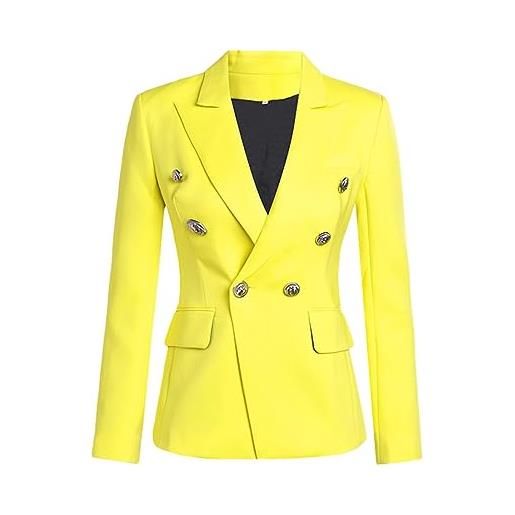 FULBHPRINT blazer da donna street style color caramello giallo limone giacche da lavoro slim ol