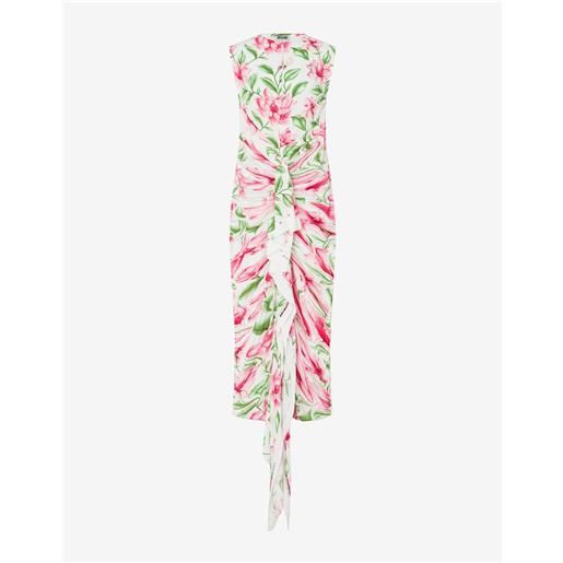 Moschino - abito in crêpe de chine stampato - bianco