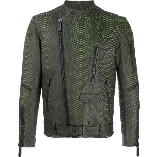 Philipp Plein giacca biker con cintura - nero