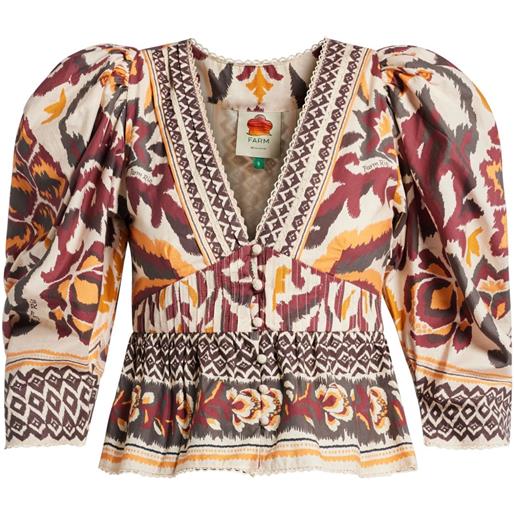 FARM Rio blusa con maniche a palloncino - toni neutri