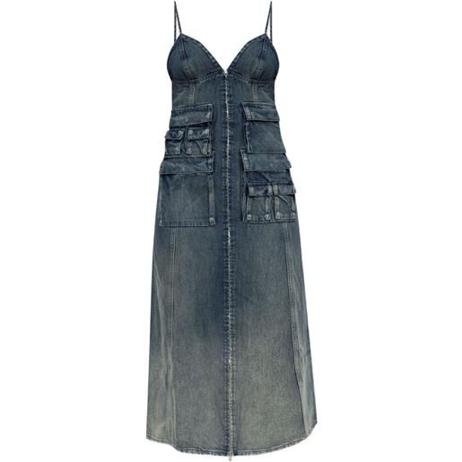 Diesel abito midi denim de-melvi-s con zip - blu