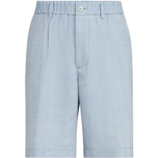 Brunello Cucinelli bermuda in lana vergine e lino con motivo chevron - blu