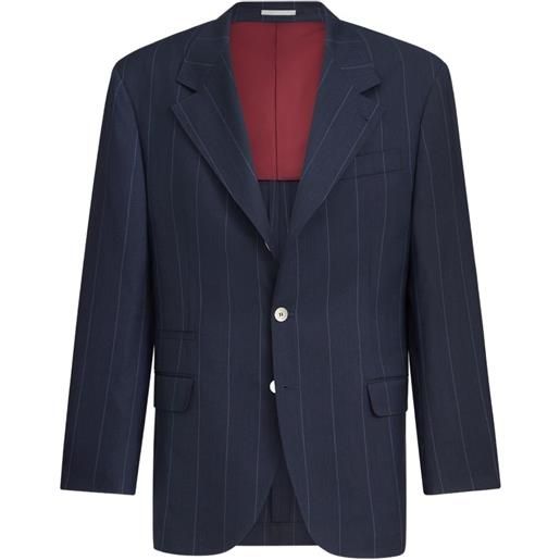 Brunello Cucinelli blazer sartoriale in lana vergine a righe - blu