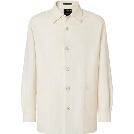 Zegna giacca-camicia in lana con bottoni - toni neutri